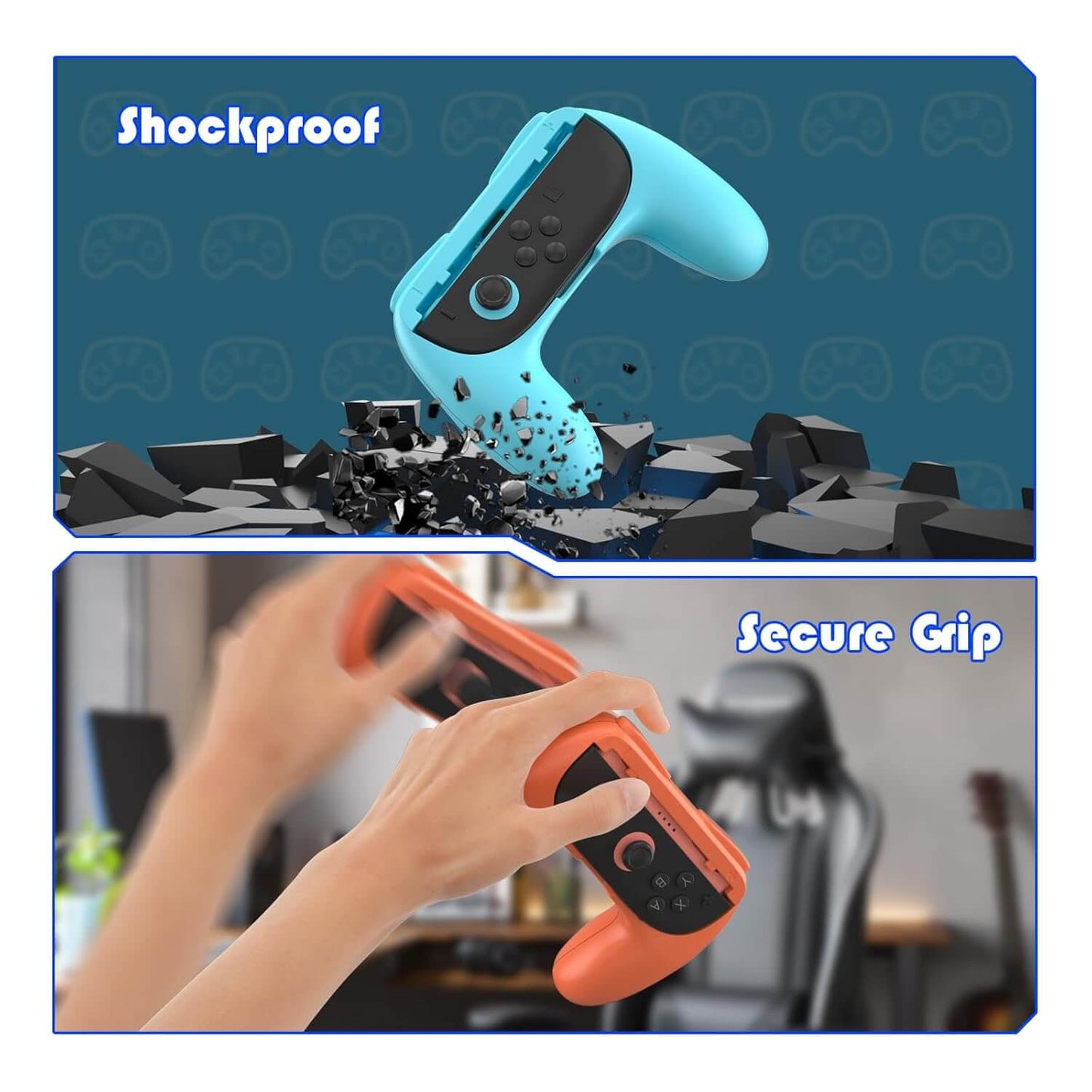 WUXIDIXI Switch 2 Joy-Con Grips – Ergonomic Blue & Orange Switch 2 Controller Grip Accessories, Lightweight Joycon 2 Grips for Nintendo Switch 2-2 Pack (Orange & Blue)