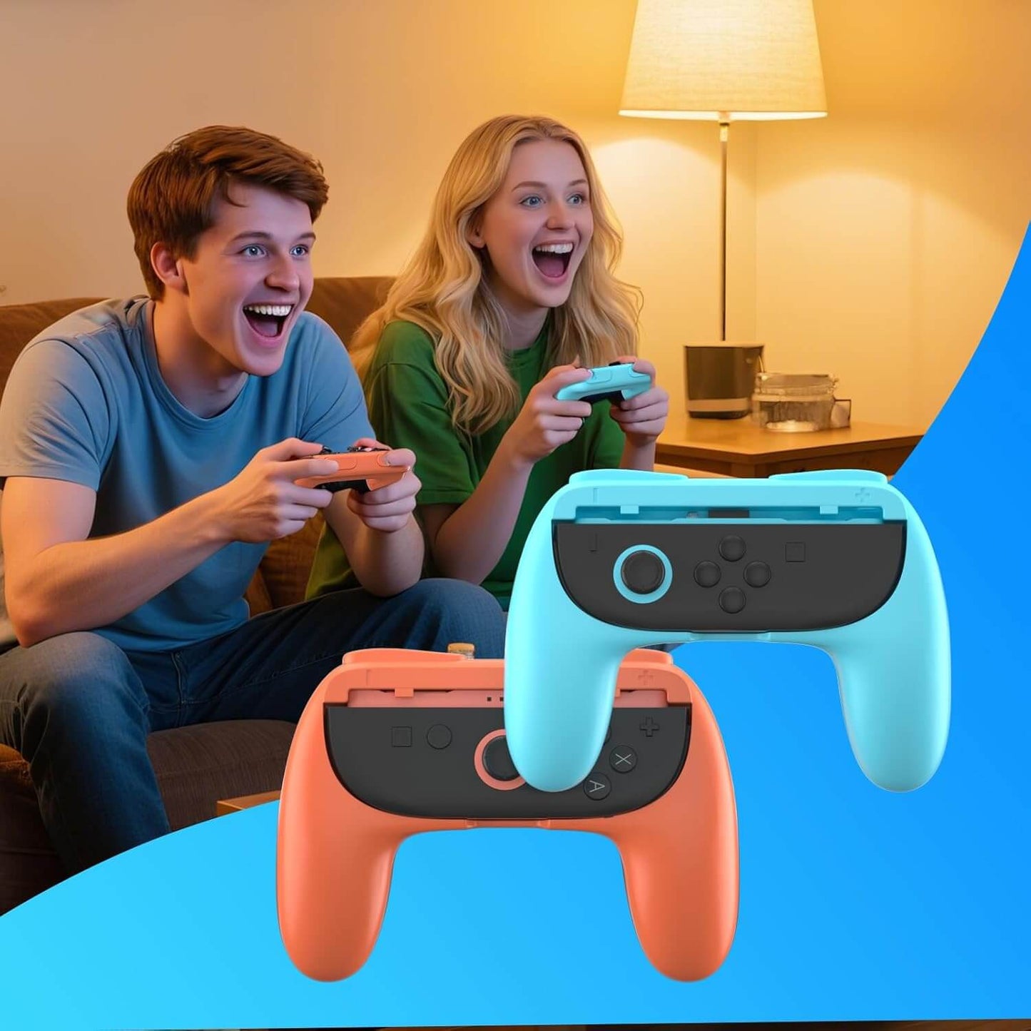 WUXIDIXI Switch 2 Joy-Con Grips – Ergonomic Blue & Orange Switch 2 Controller Grip Accessories, Lightweight Joycon 2 Grips for Nintendo Switch 2-2 Pack (Orange & Blue)
