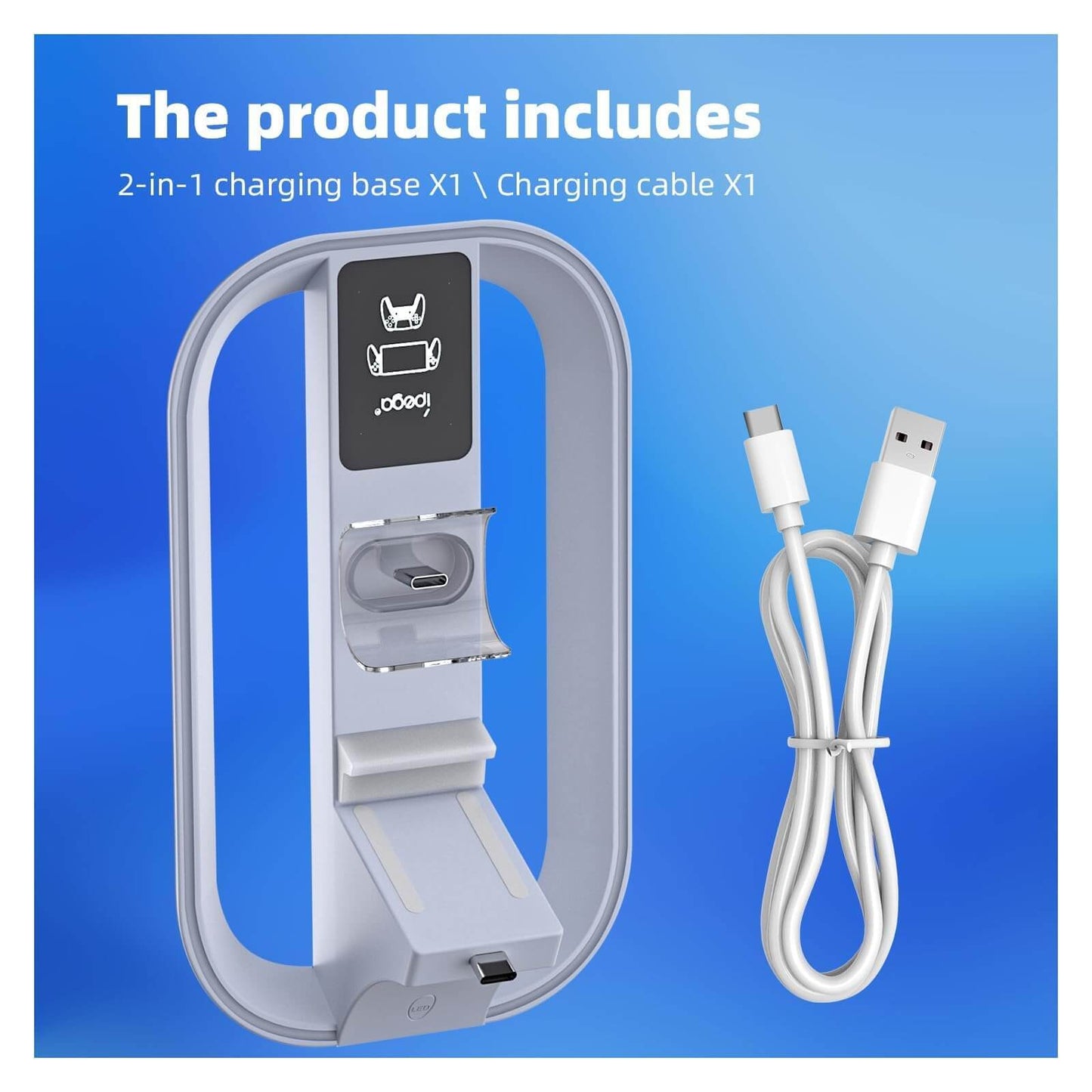 PS Portal Charging Station for PlayStation Portal Remote Player and PS Controller with Charging Cable and RGB Light, Charge Stand Holder Accessories for PlayStation Portal