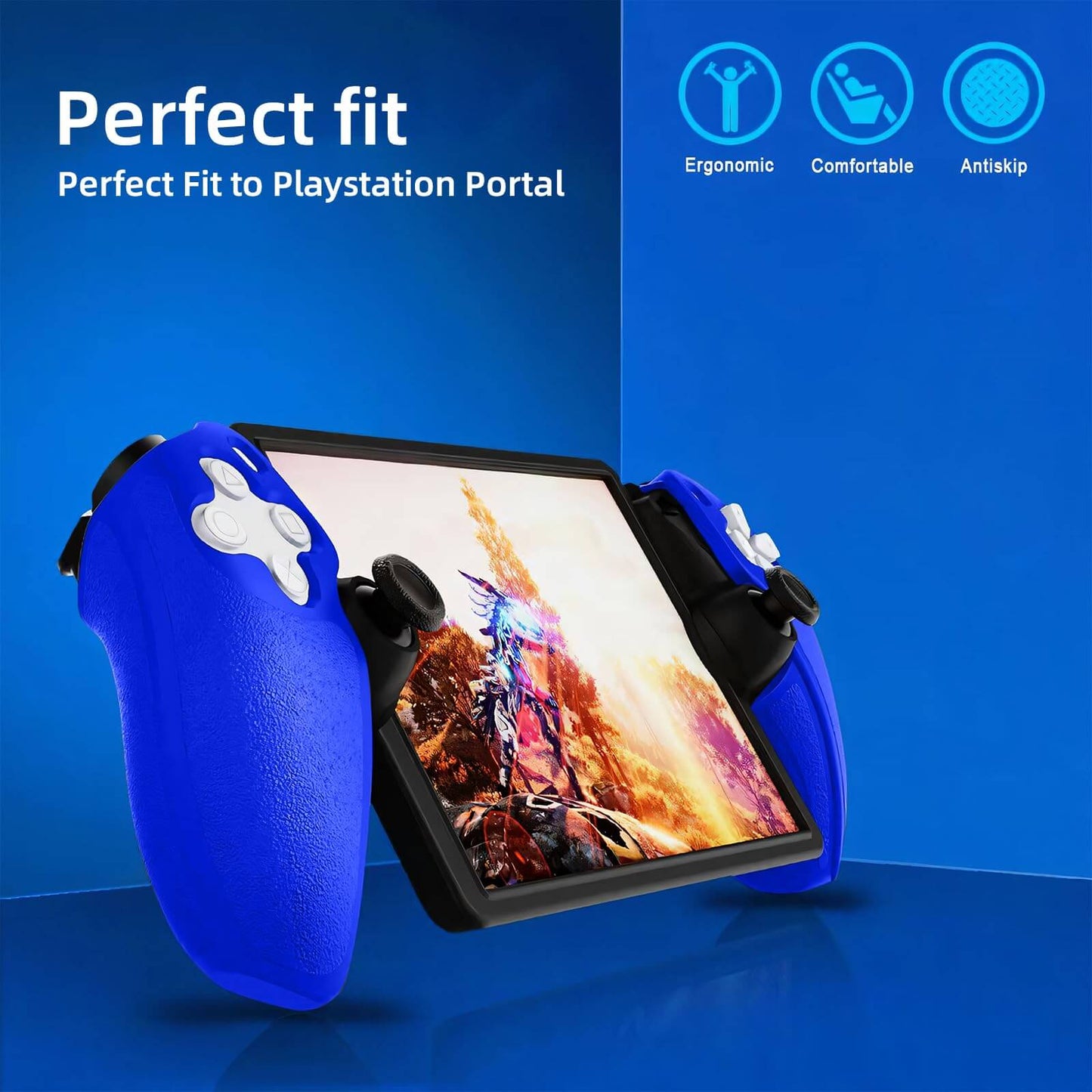 Silicone Cover Case for PS Portal, Soft and Comfortable Protective Case for PlayStation Portal Remote Player, Shockproof Anti-Scratch - Blue
