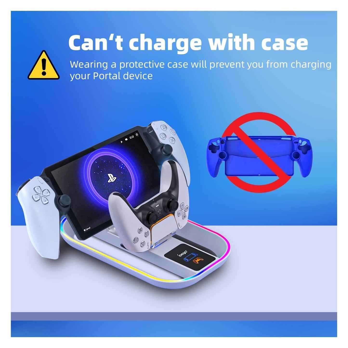 PS Portal Charging Station for PlayStation Portal Remote Player and PS Controller with Charging Cable and RGB Light, Charge Stand Holder Accessories for PlayStation Portal