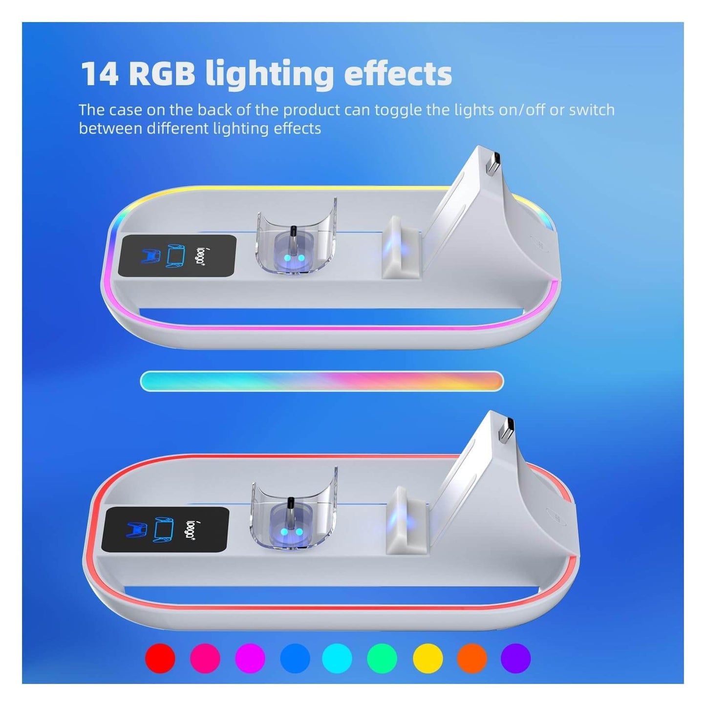 PS Portal Charging Station for PlayStation Portal Remote Player and PS Controller with Charging Cable and RGB Light, Charge Stand Holder Accessories for PlayStation Portal