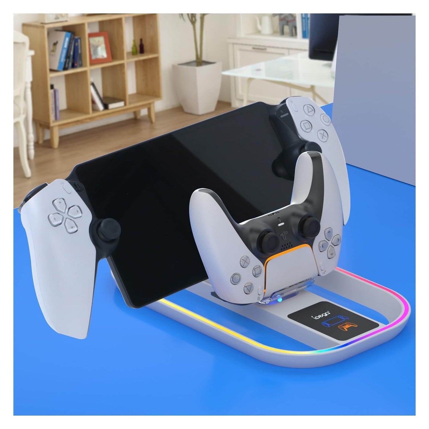 PS Portal Charging Station for PlayStation Portal Remote Player and PS Controller with Charging Cable and RGB Light, Charge Stand Holder Accessories for PlayStation Portal