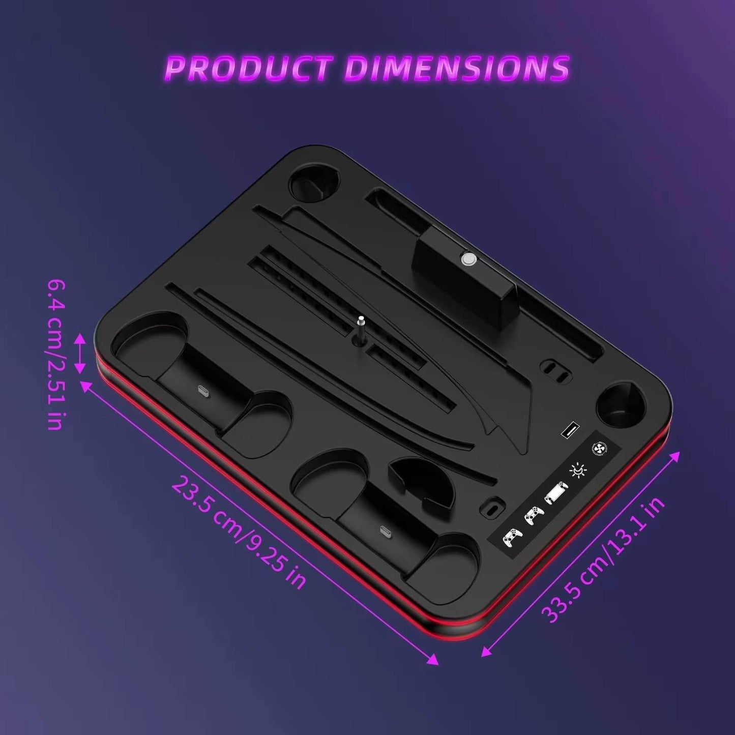 PlayStation Portal Charger, PS5 Stand and Cooling Station with RGB LED Controller Charging Dock Accessories, PS5 Edge Controller and PS Portal Charger, Headset and Remote Holders