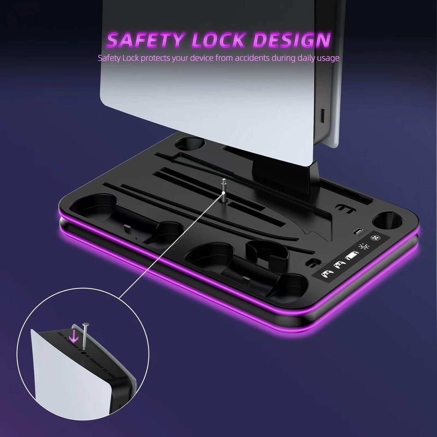 PlayStation Portal Charger, PS5 Stand and Cooling Station with RGB LED Controller Charging Dock Accessories, PS5 Edge Controller and PS Portal Charger, Headset and Remote Holders
