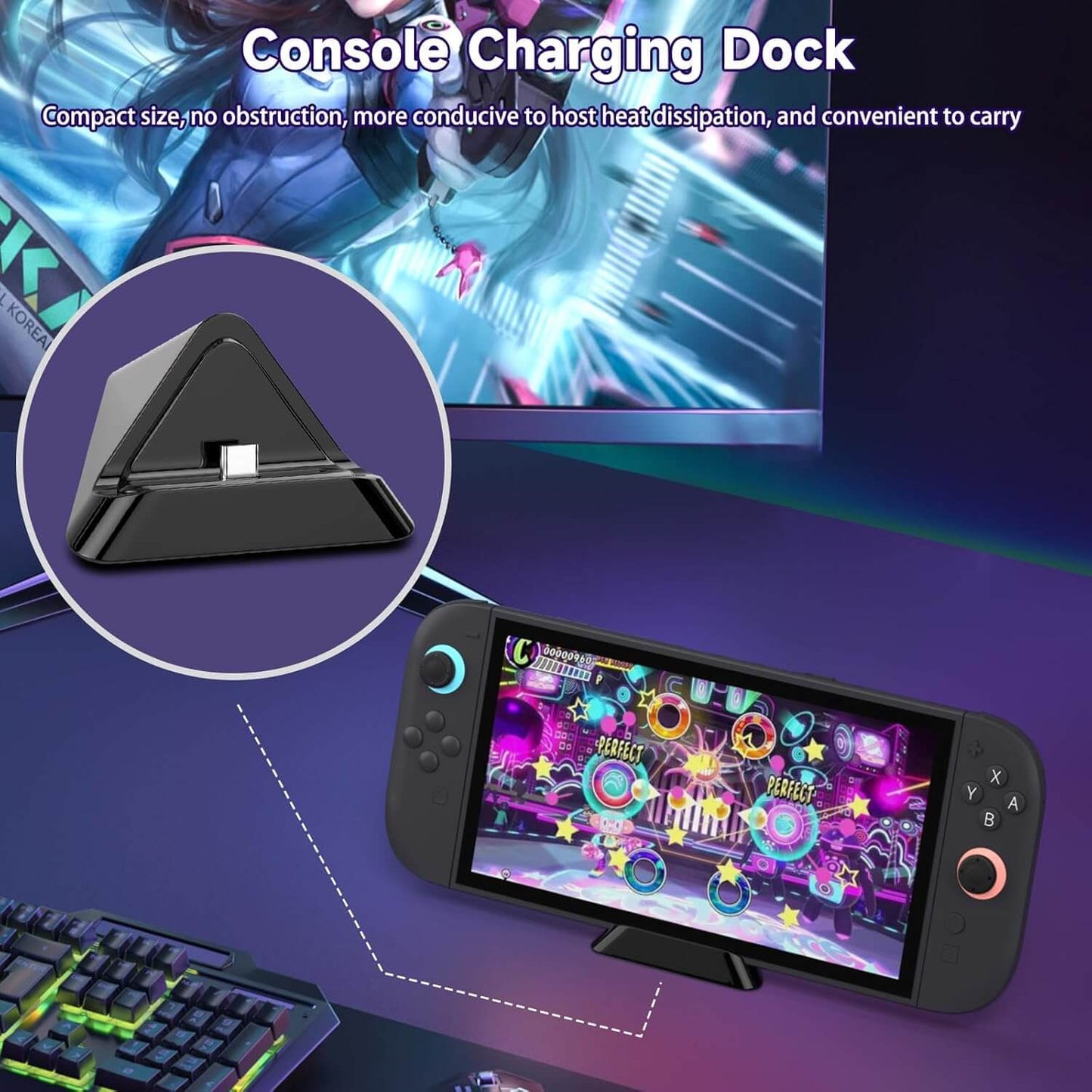 Switch 2 Accessories Bundle - 9-in-1 Carrying Case Kit with Charger Dock, Joy-Con Wheels, Grips, Screen Protector, Protective Cover - Gift Set for Nintendo Switch 2 Console Owners & Mario Kart Fans