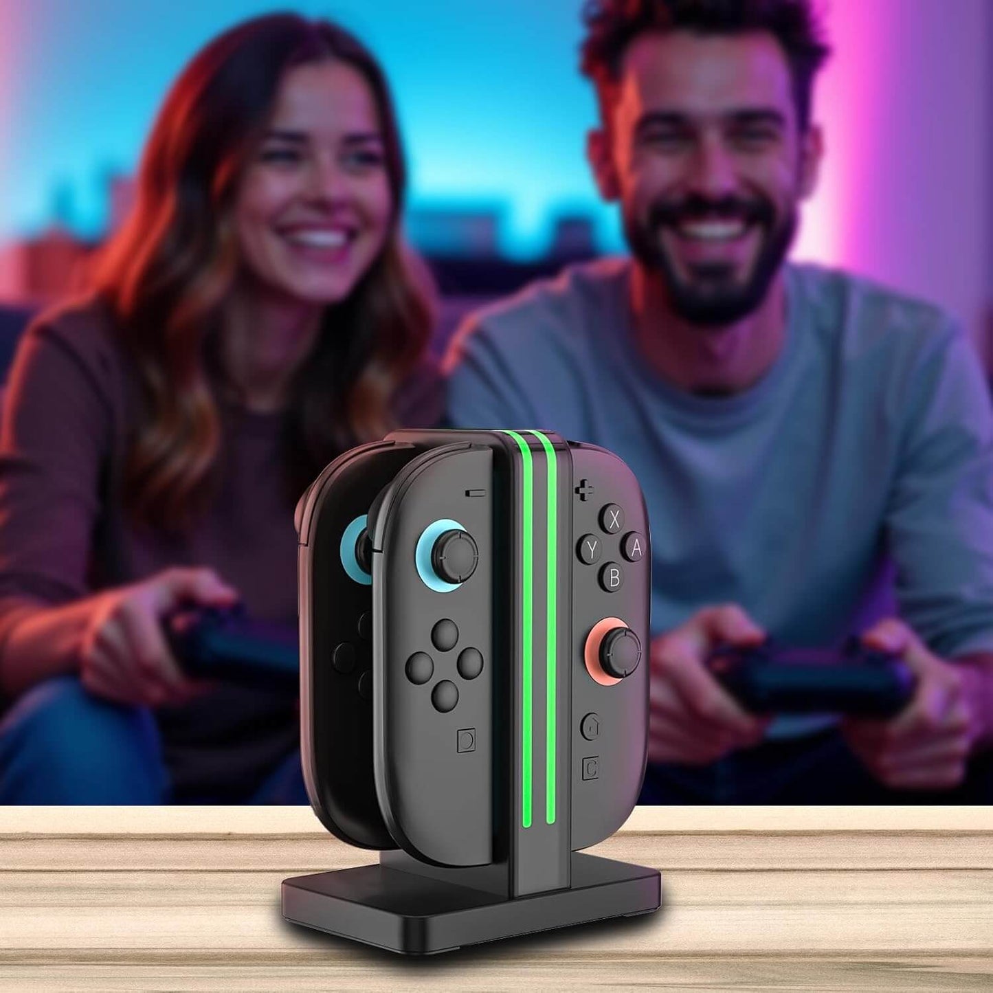 Charging Dock Compatible with Nintendo Switch 2 Joy Con Controllers, Switch 2 Charging Station with LED Indication and Charging Cable - Black