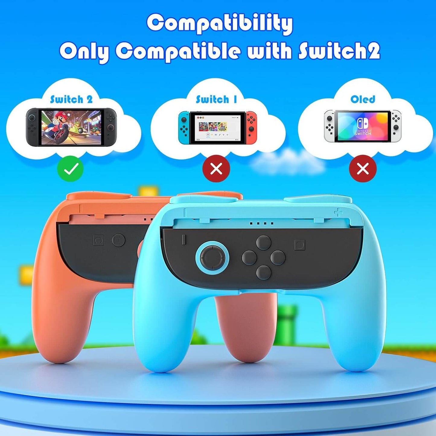 WUXIDIXI Switch 2 Joy-Con Grips – Ergonomic Blue & Orange Switch 2 Controller Grip Accessories, Lightweight Joycon 2 Grips for Nintendo Switch 2-2 Pack (Orange & Blue)