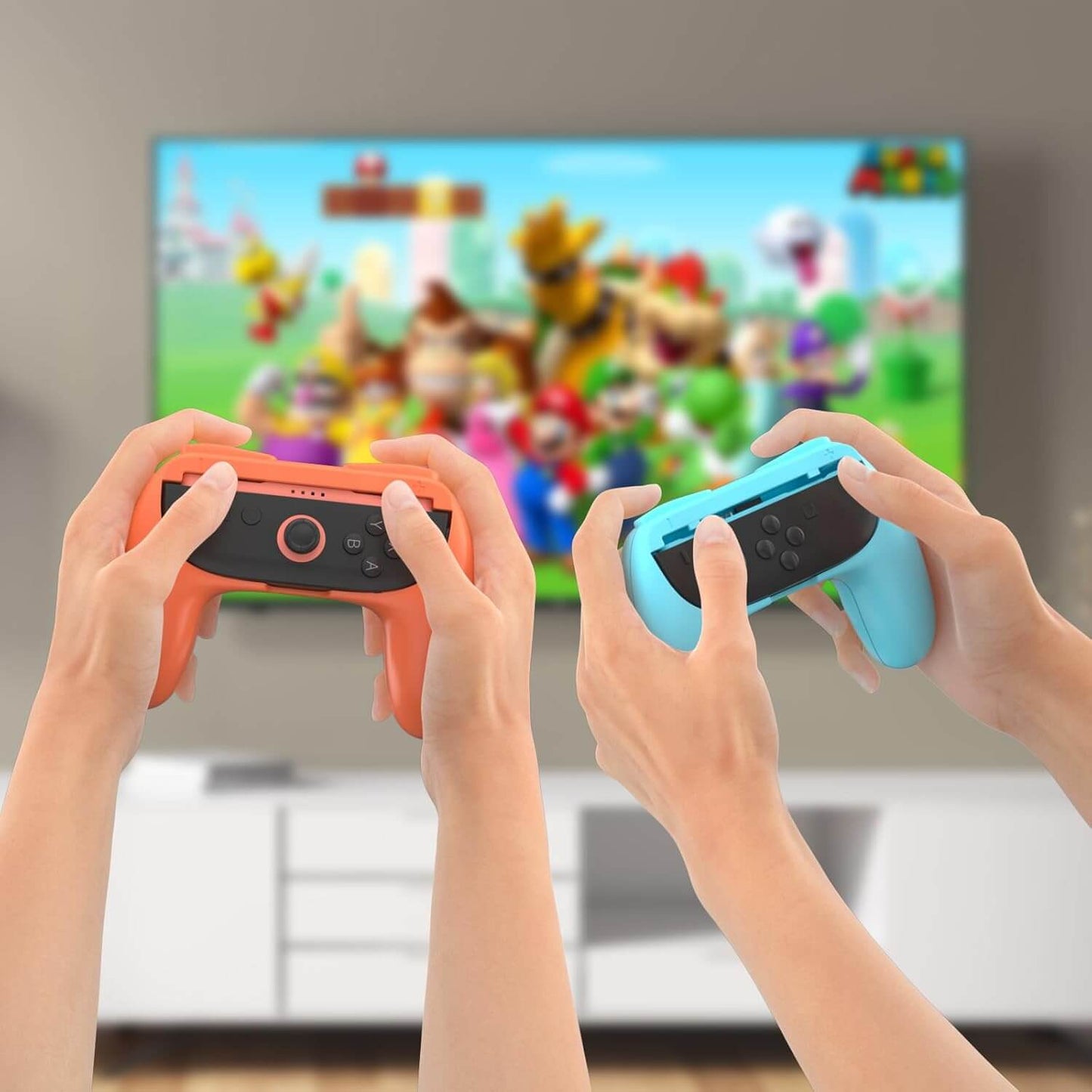 WUXIDIXI Switch 2 Joy-Con Grips – Ergonomic Blue & Orange Switch 2 Controller Grip Accessories, Lightweight Joycon 2 Grips for Nintendo Switch 2-2 Pack (Orange & Blue)