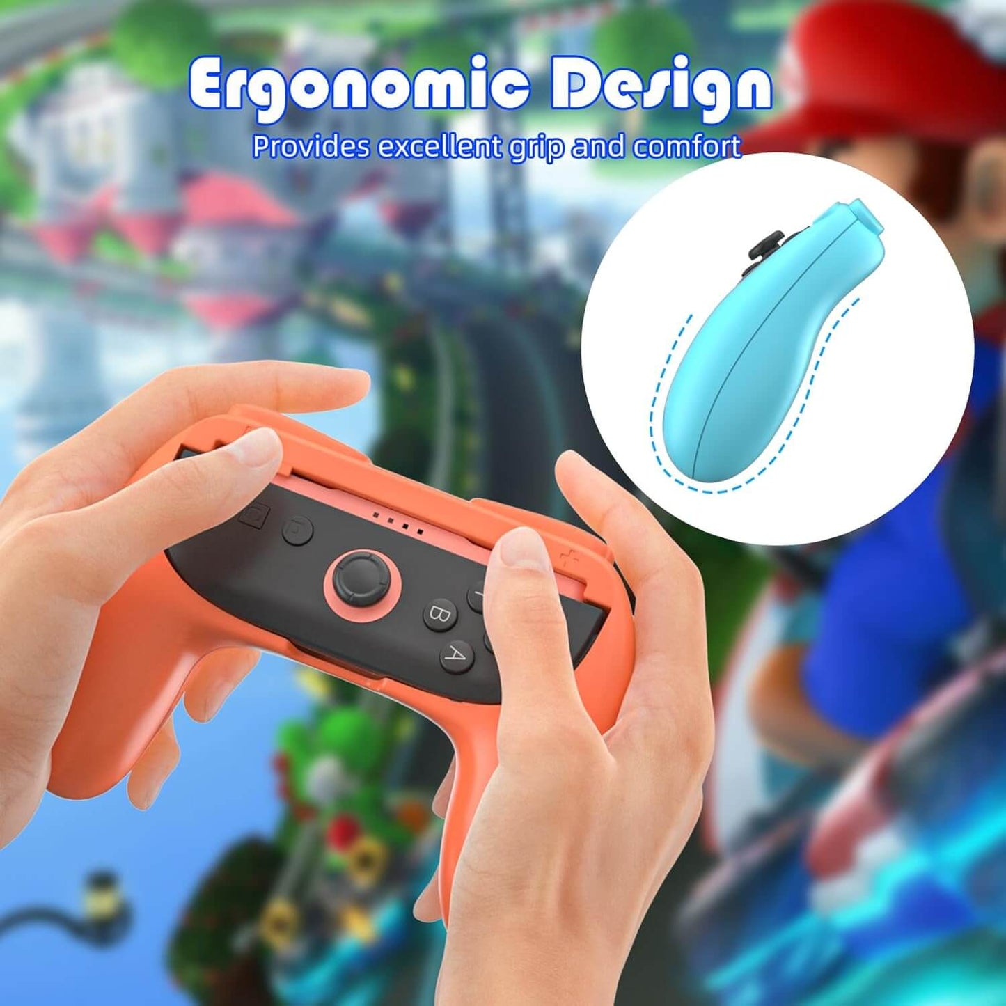 WUXIDIXI Switch 2 Joy-Con Grips – Ergonomic Blue & Orange Switch 2 Controller Grip Accessories, Lightweight Joycon 2 Grips for Nintendo Switch 2-2 Pack (Orange & Blue)