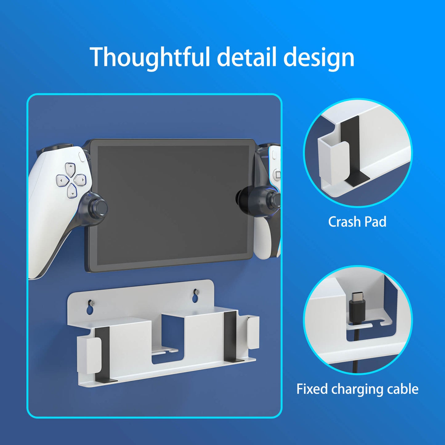 PlayStation Portal Wall Mount, Wall Mounting Kit for PlayStation Portal Remote Player on Wall Near Or Behind TV, Display and Storage Metal Bracket for PS Portal Accessories - White
