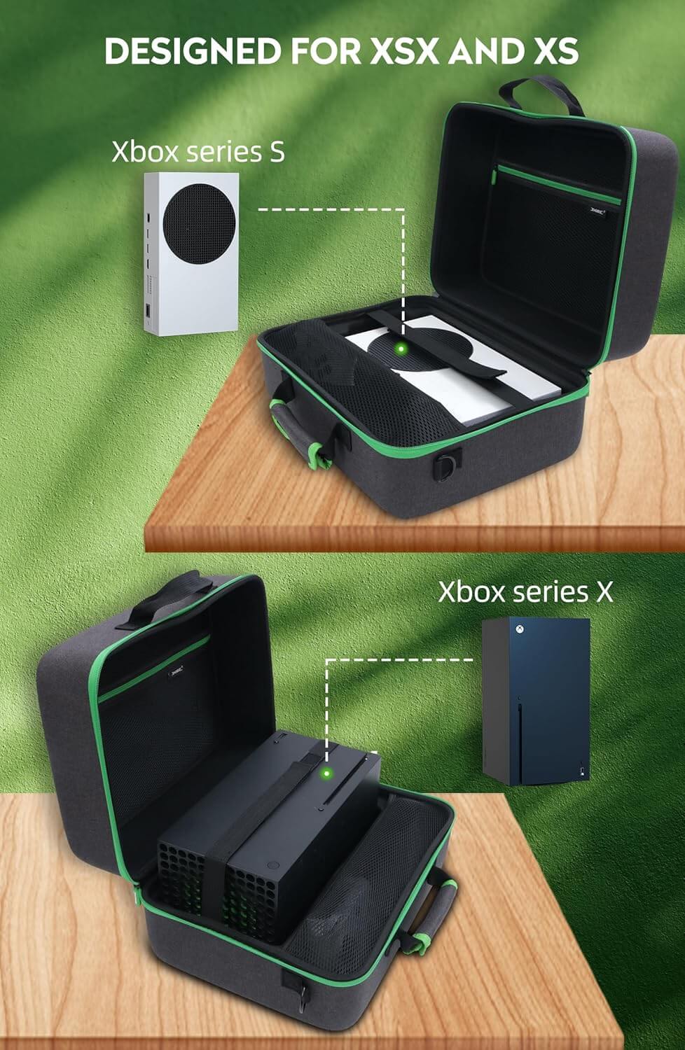 2-in-1 Carrying Case for Xbox Series X/S, Travel Storage Bag for Xbox Series S Console, Controllers, and Accessories During Travel. Hard Shell Case Compatible for Wireless Controllers, Cables