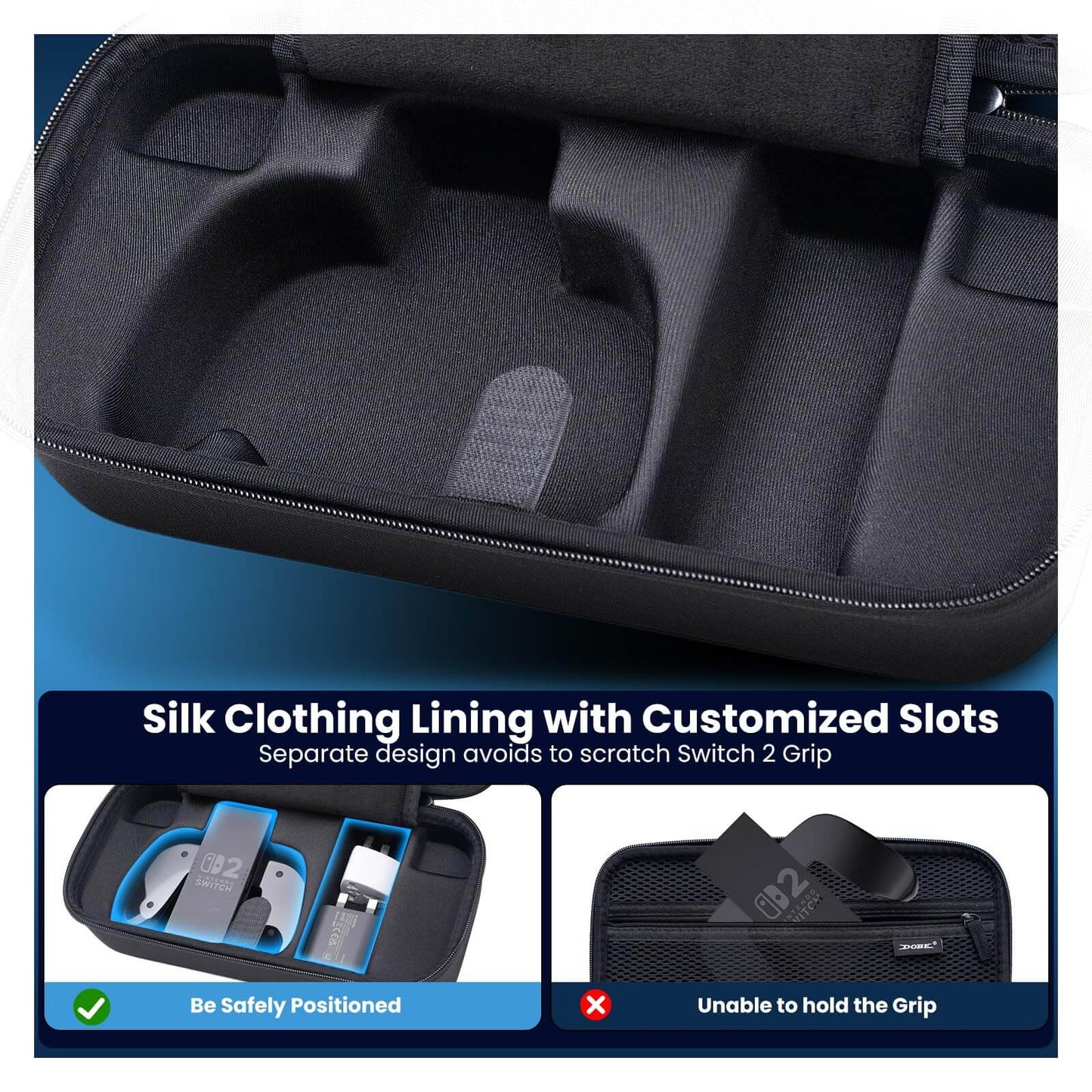 Switch 2 Carrying Case Hard Shell Travel Bag - Protective Console Storage Organizer with Game Card Holder - Portable Carry Pouch for Nintendo Switch 2 Accessories, Joy-Con Charging Grip,AC Adapter