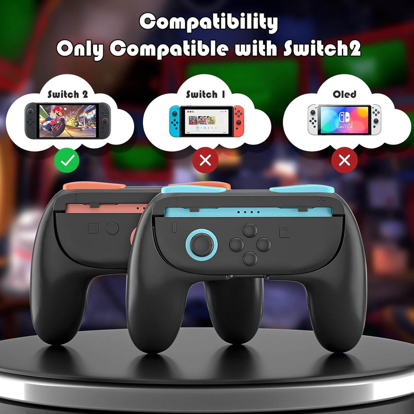 WUXIDIXI Switch 2 Joycon Grips, Ergonomic and Anti-Slip Nintendo Switch 2 Controller Grip Accessories, Durable Joycon 2 Grip for Comfortable Gaming (Black, 2 Pack)