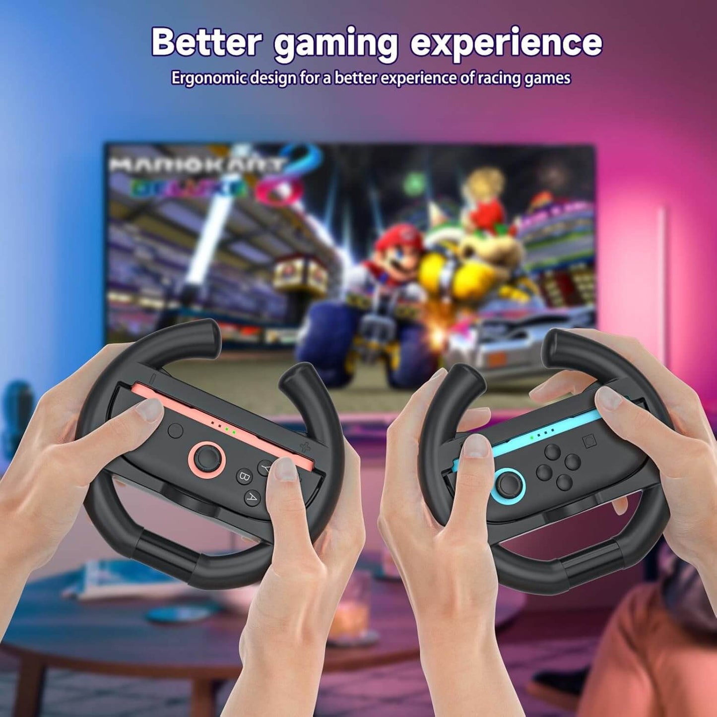 Switch 2 Accessories Bundle - 9-in-1 Carrying Case Kit with Charger Dock, Joy-Con Wheels, Grips, Screen Protector, Protective Cover - Gift Set for Nintendo Switch 2 Console Owners & Mario Kart Fans