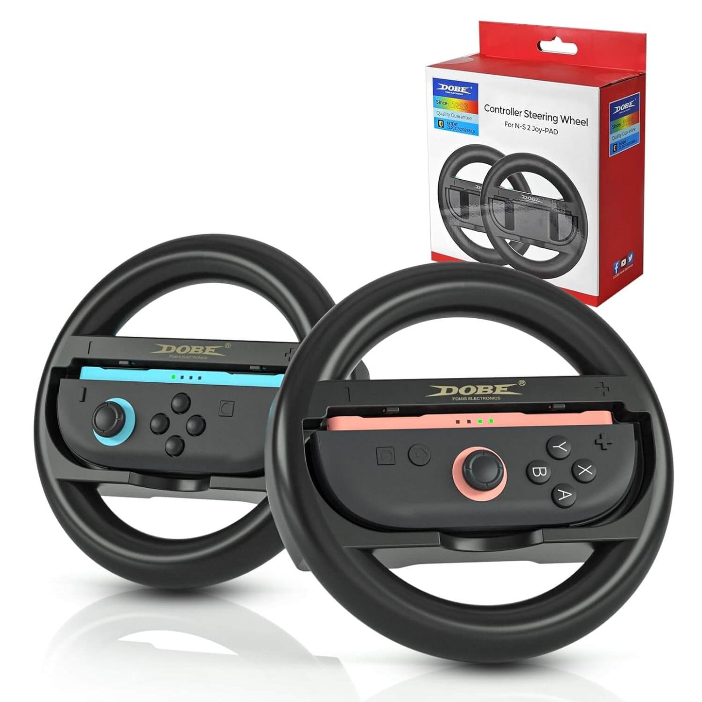 WUXIDIXI Switch 2 Steering Wheel for Nintendo Switch 2 – Family-Friendly Joy-Con Controller Grip – Kid-Safe Switch 2 Racing Wheel – Fun Switch 2 Accessories for Mario Kart – Black [2-Pack]