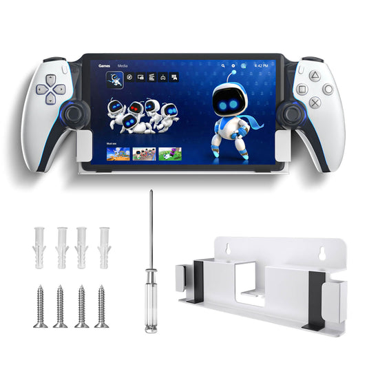 PlayStation Portal Wall Mount, Wall Mounting Kit for PlayStation Portal Remote Player on Wall Near Or Behind TV, Display and Storage Metal Bracket for PS Portal Accessories - White