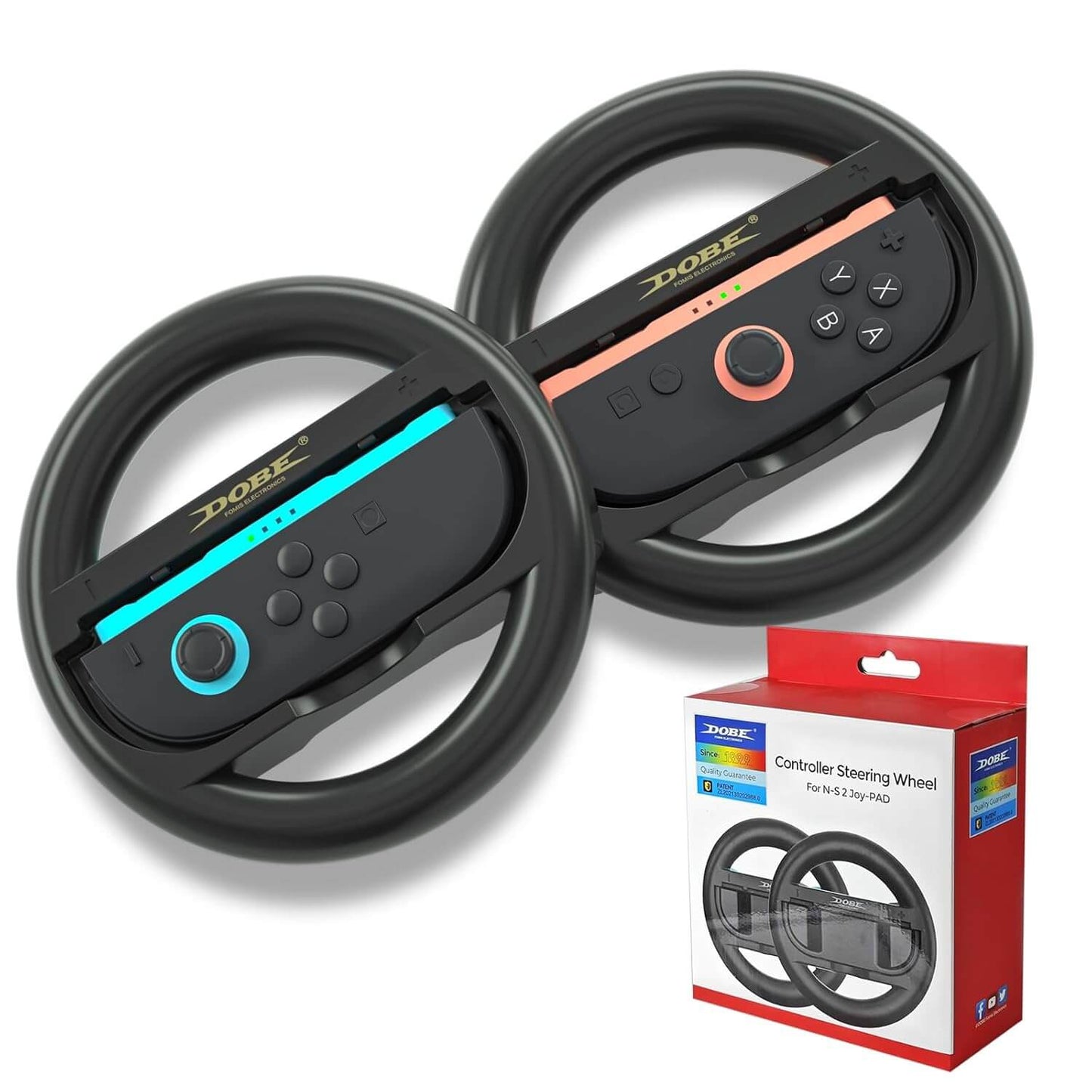 WUXIDIXI Switch 2 Steering Wheel for Nintendo Switch 2 – Family-Friendly Joy-Con Controller Grip – Kid-Safe Switch 2 Racing Wheel – Fun Switch 2 Accessories for Mario Kart – Black [2-Pack]